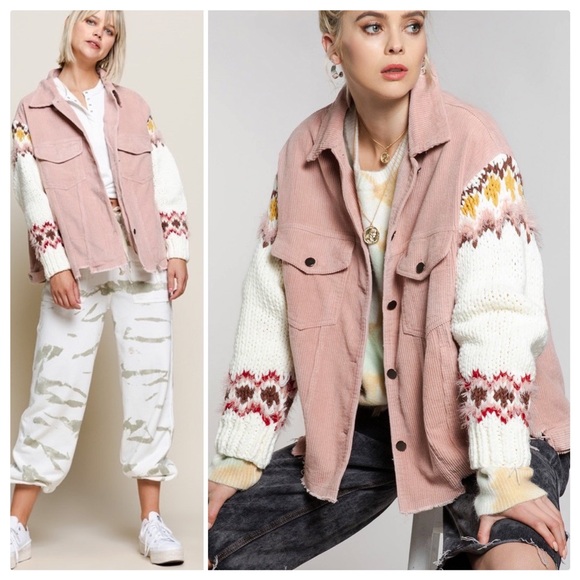 POL Jackets & Blazers - POL Winter Corduroy & Knitted Sleeve Jacket
